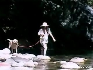 Sexy outdoor masturbation and dog sex with a slutty blonde ...